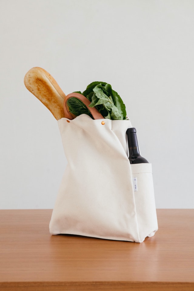 Organic Grocery Cotton Bags, Cotton Bags, White Line Textile